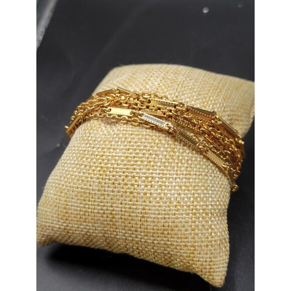 Vintage Gold tone Sarah Coventry Long Heavy Layered Necklace and Bracelet - Picture 7 of 11